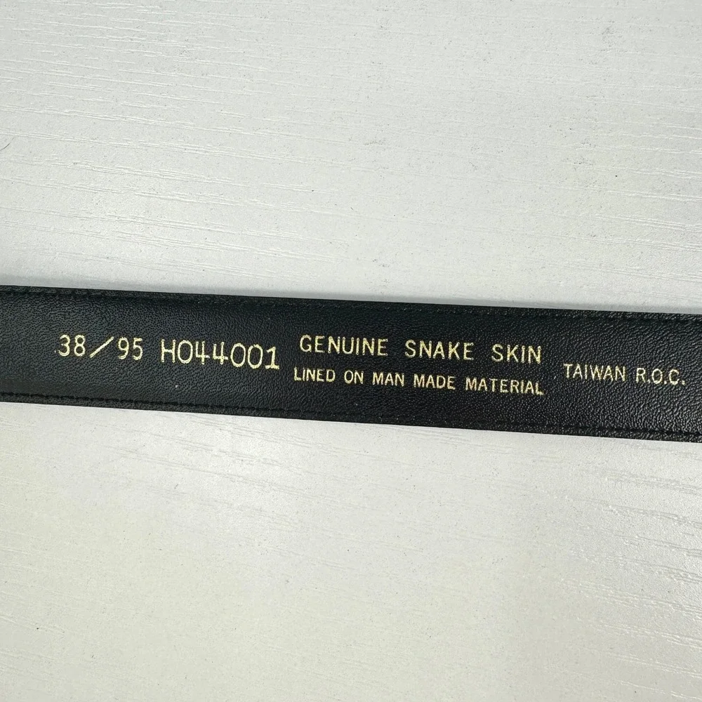 Men's Genuine Snake Skin Black Belt Gold Tone Buckle Size 38/95 Unisex‎